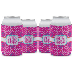 Colorful Trellis Can Cooler (12 oz) - Set of 4 w/ Monograms