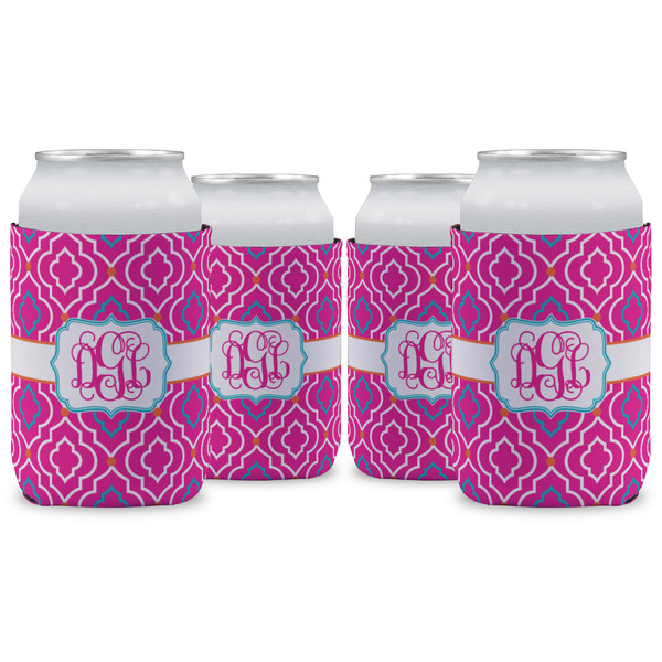 Custom Colorful Trellis Can Cooler (12 oz) - Set of 4 w/ Monograms