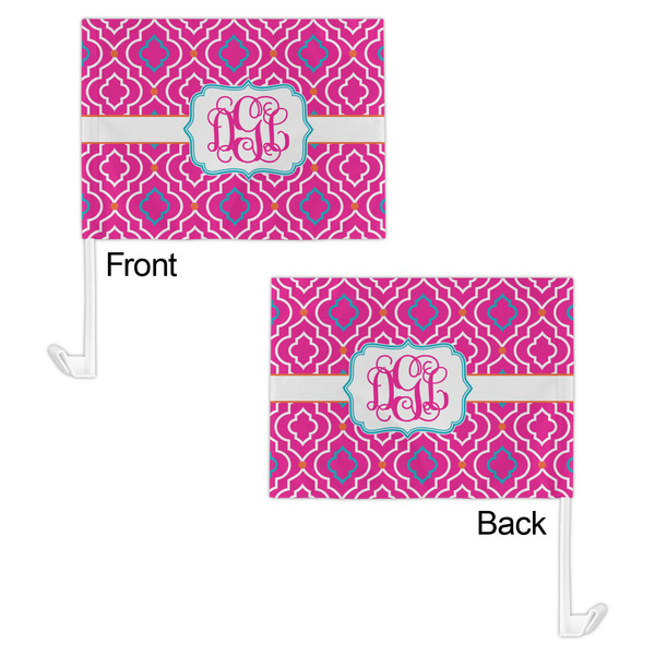 Colorful Trellis Car Flag - 11" x 8" - Front & Back View