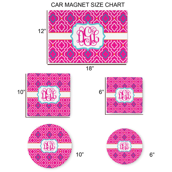 Colorful Trellis Car Magnets - SIZE CHART