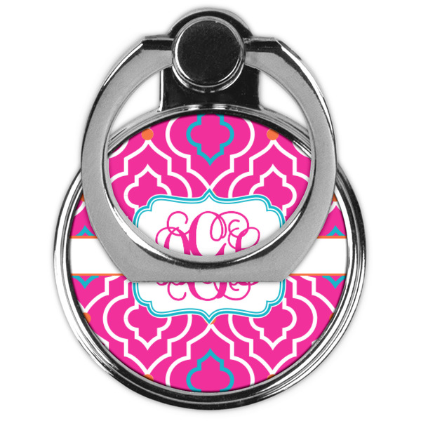 Colorful Trellis Cell Phone Ring Stand & Holder - Front (Collapsed)