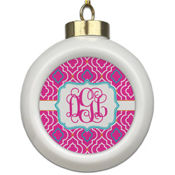 Colorful Trellis Ceramic Ball Ornament (Personalized)