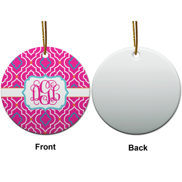 Colorful Trellis Ceramic Flat Ornament - Circle Front & Back (APPROVAL)