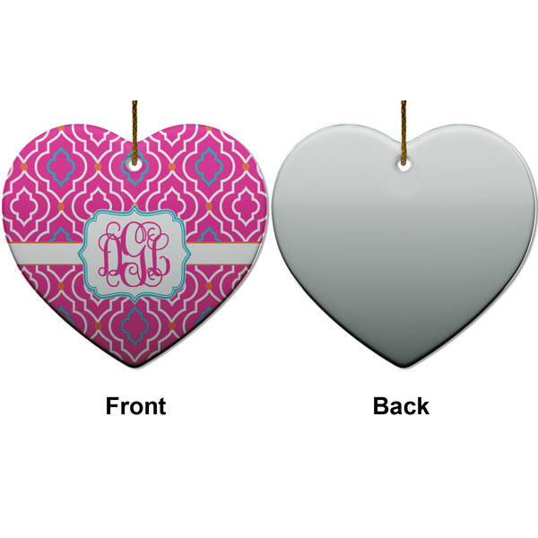 Colorful Trellis Ceramic Flat Ornament - Heart Front & Back (APPROVAL)