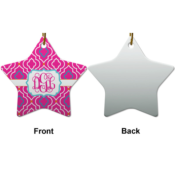 Colorful Trellis Ceramic Flat Ornament - Star Front & Back (APPROVAL)