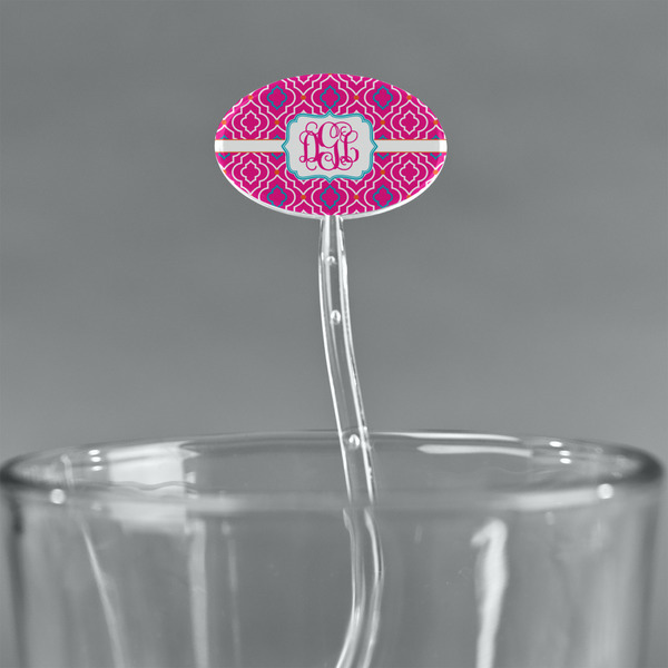 Colorful Trellis Clear Plastic 7" Stir Stick - Oval - Main