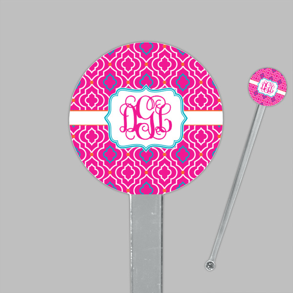 Colorful Trellis Clear Plastic 7" Stir Stick - Round - Closeup