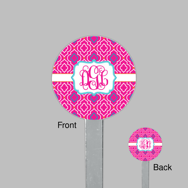 Colorful Trellis Clear Plastic 7" Stir Stick - Round - Front & Back