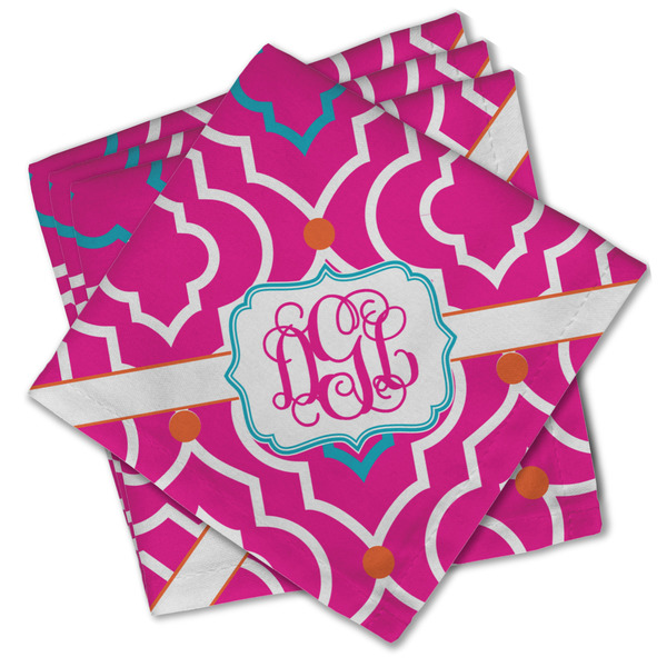 Custom Colorful Trellis Cloth Cocktail Napkins - Set of 4 w/ Monogram