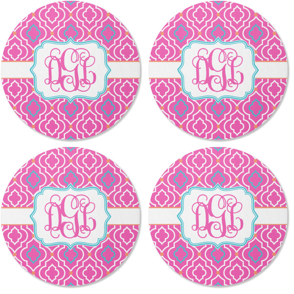 Colorful Trellis Coaster Round Rubber Back - Apvl