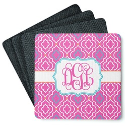 Colorful Trellis Square Rubber Backed Coasters - Set of 4 (Personalized)