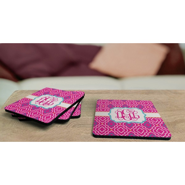 Colorful Trellis Coaster Rubber Back - On Coffee Table