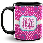 Colorful Trellis 11 Oz Coffee Mug - Black (Personalized)