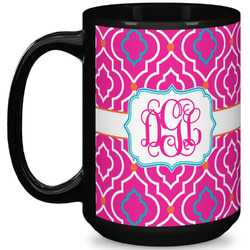 Colorful Trellis 15 Oz Coffee Mug - Black (Personalized)