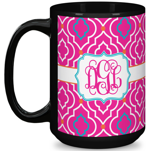 Custom Colorful Trellis 15 Oz Coffee Mug - Black (Personalized)