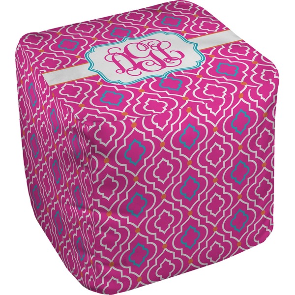 Custom Colorful Trellis Cube Pouf Ottoman - 18" (Personalized)
