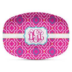 Colorful Trellis Plastic Platter - Microwave & Oven Safe Composite Polymer (Personalized)