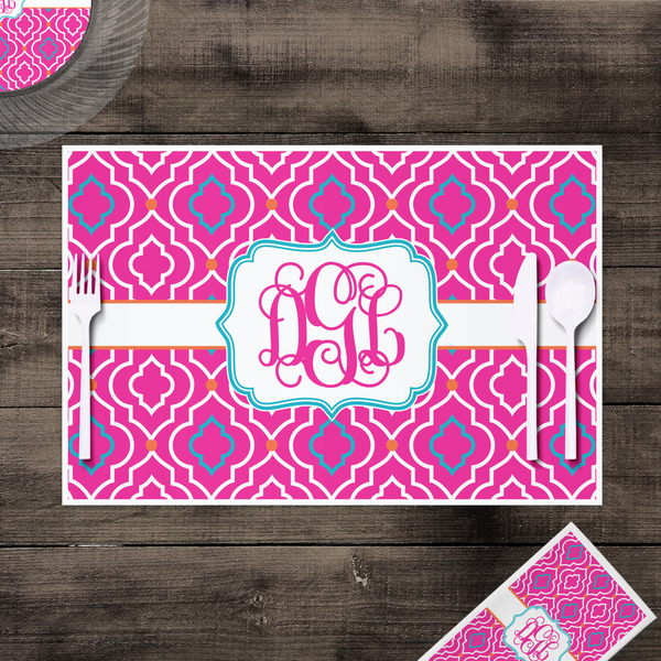 Colorful Trellis Disposable Paper Placemat - In Context