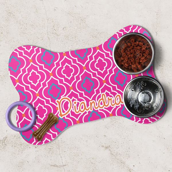 Colorful Trellis Dog Bone Shaped Mat Lifestyle