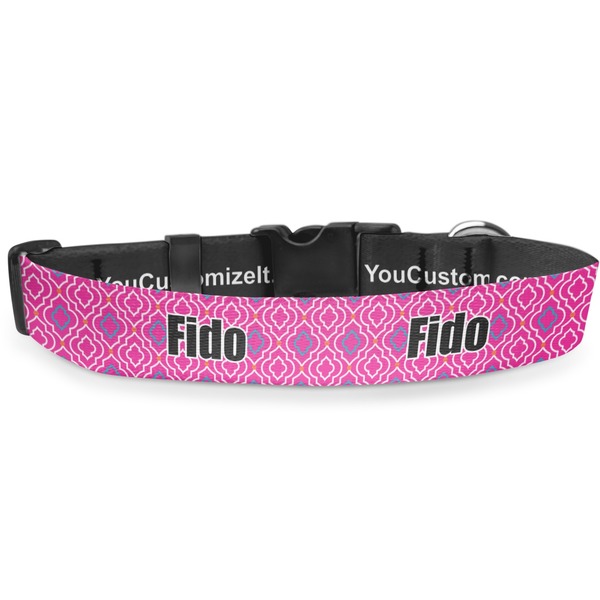 Custom Colorful Trellis Deluxe Dog Collar - Extra Large (16" to 27") (Personalized)