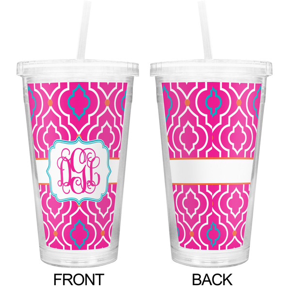 Colorful Trellis Double Wall Tumbler with Straw - Approval