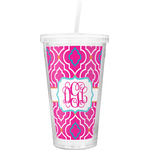 Colorful Trellis Double Wall Tumbler with Straw (Personalized)