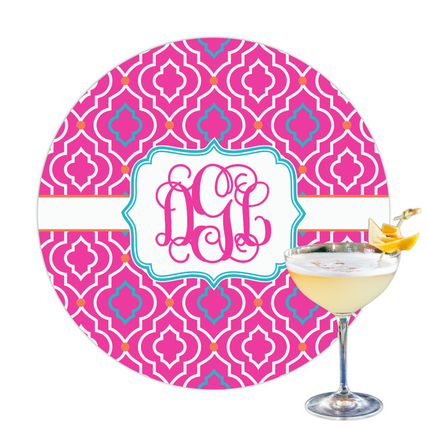Custom Colorful Trellis Printed Drink Topper - 3.25" (Personalized)