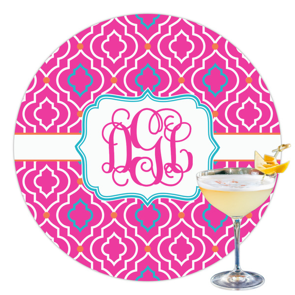 Custom Colorful Trellis Printed Drink Topper - 3.5" (Personalized)