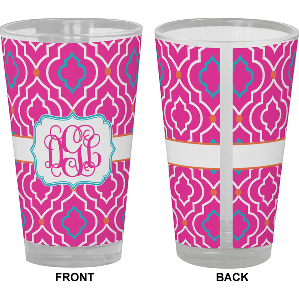 Colorful Trellis Pint Glass - Full Color - Front & Back Views