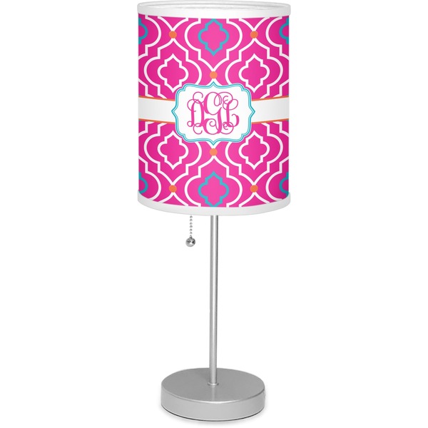 Custom Colorful Trellis 7" Drum Lamp with Shade Linen (Personalized)