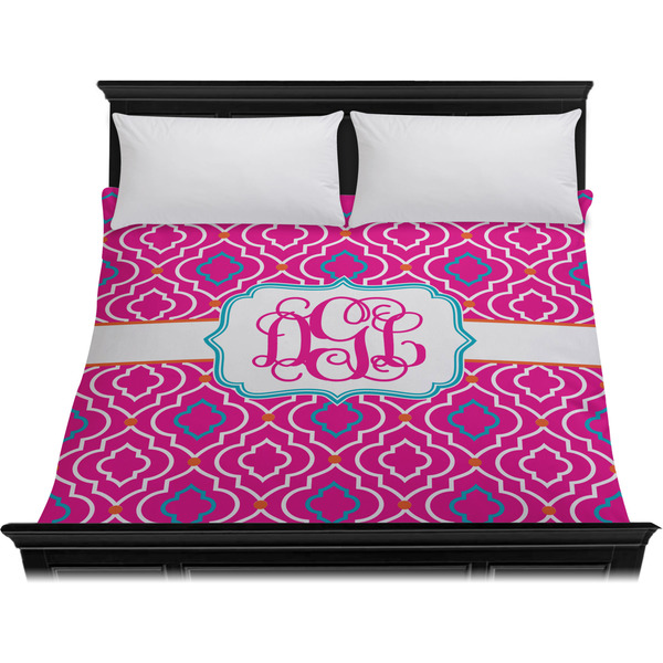 Colorful Trellis Duvet Cover - King - On Bed - No Prop
