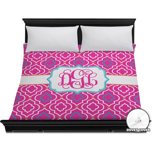 Custom Colorful Trellis Duvet Cover - King (Personalized)
