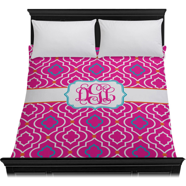 Colorful Trellis Duvet Cover - Queen - On Bed - No Prop