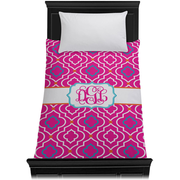 Colorful Trellis Duvet Cover - Twin - On Bed - No Prop