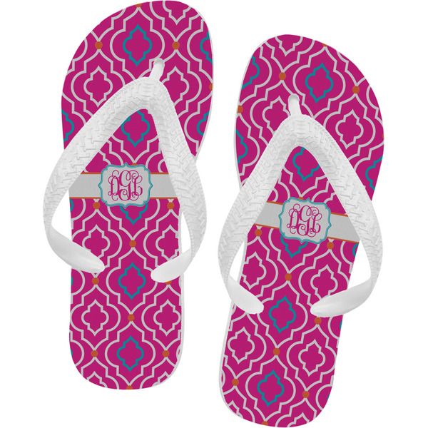 Custom Colorful Trellis Flip Flops - Medium (Personalized)