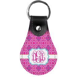 Colorful Trellis Genuine Leather Keychain (Personalized)