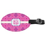 Colorful Trellis Genuine Leather Oval Luggage Tag (Personalized)