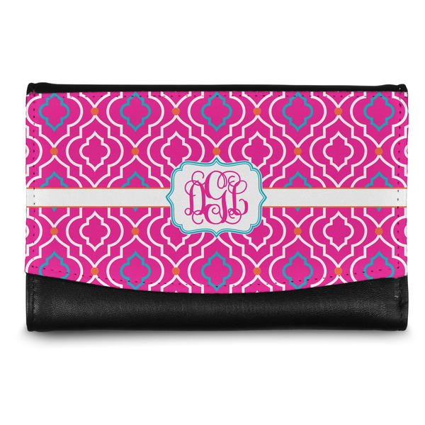 Custom Colorful Trellis Genuine Leather Women's Wallet - Small (Personalized)