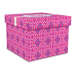 Colorful Trellis Gift Box with Lid - Canvas Wrapped - Large (Personalized)