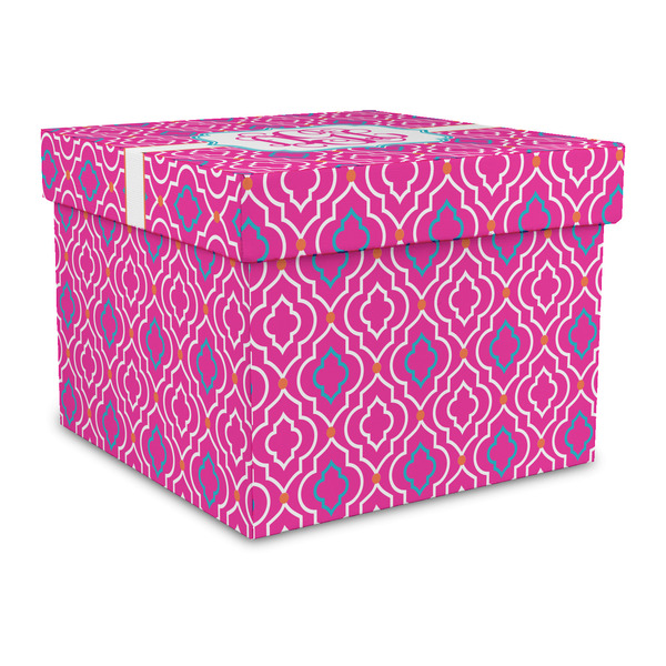 Custom Colorful Trellis Gift Box with Lid - Canvas Wrapped - Large (Personalized)