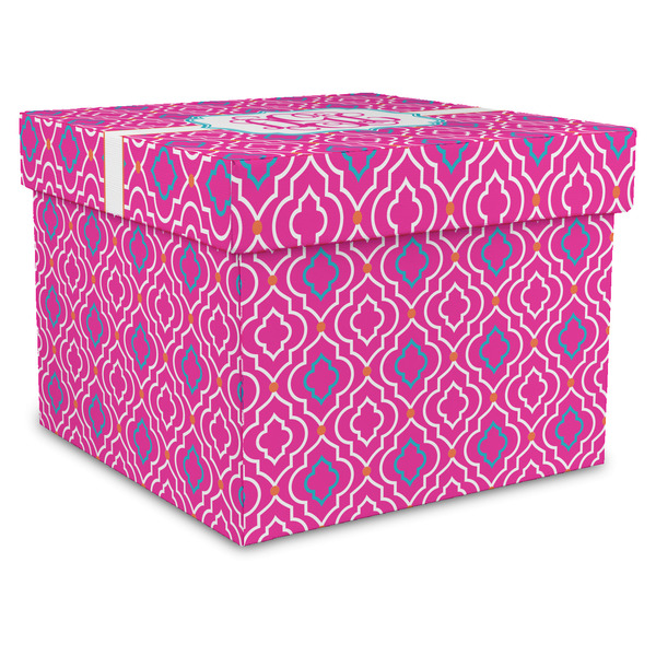 Custom Colorful Trellis Gift Box with Lid - Canvas Wrapped - X-Large (Personalized)
