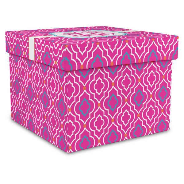 Custom Colorful Trellis Gift Box with Lid - Canvas Wrapped - XX-Large (Personalized)