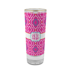 Colorful Trellis 2 oz Shot Glass -  Glass with Gold Rim - Set of 4 (Personalized)