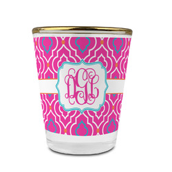 Colorful Trellis Glass Shot Glass - 1.5 oz - with Gold Rim - Set of 4 (Personalized)