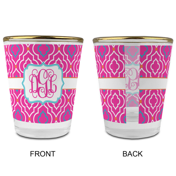 Colorful Trellis Glass Shot Glass - with gold rim - APPROVAL