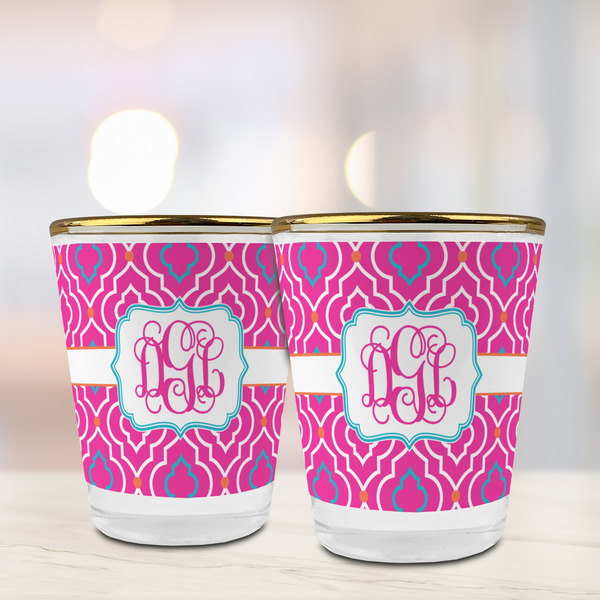 Colorful Trellis Glass Shot Glass - with gold rim - LIFESTYLE