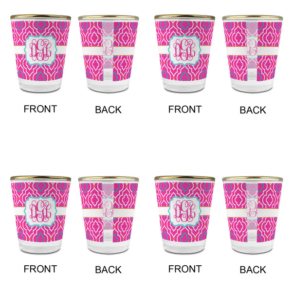 Colorful Trellis Glass Shot Glass - with gold rim - Set of 4 - APPROVAL