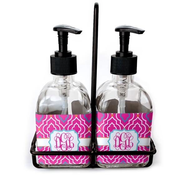 Custom Colorful Trellis Glass Soap & Lotion Bottle Set (Personalized)