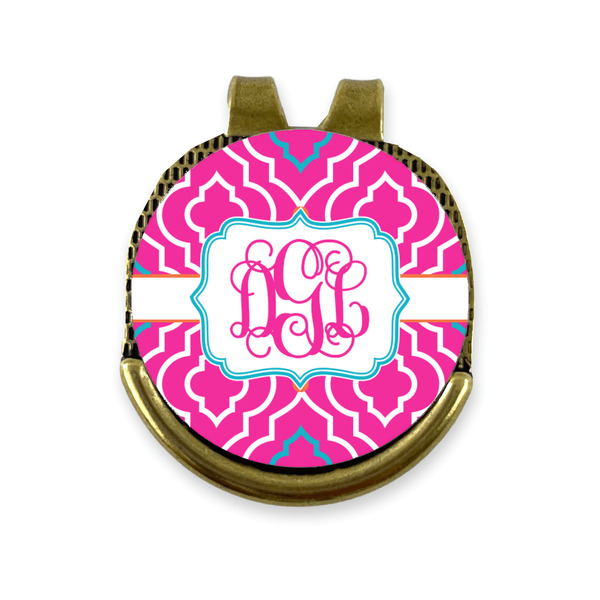 Custom Colorful Trellis Golf Ball Marker - Hat Clip - Gold