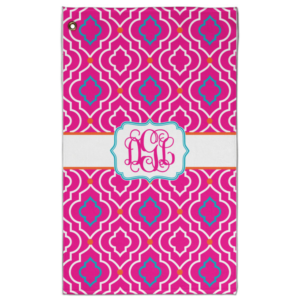 Custom Colorful Trellis Golf Towel - Poly-Cotton Blend w/ Monograms